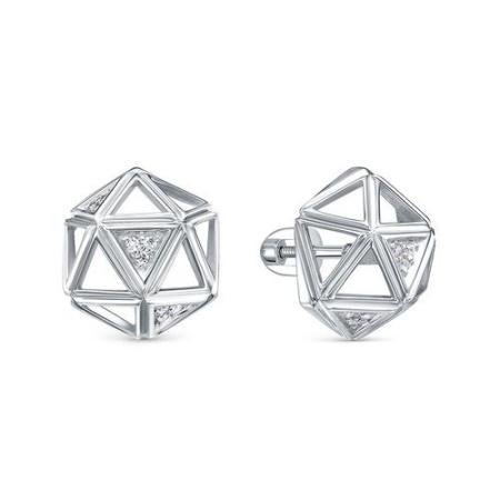 Серебряные серьги-пусеты с фианитами «Геометрия»