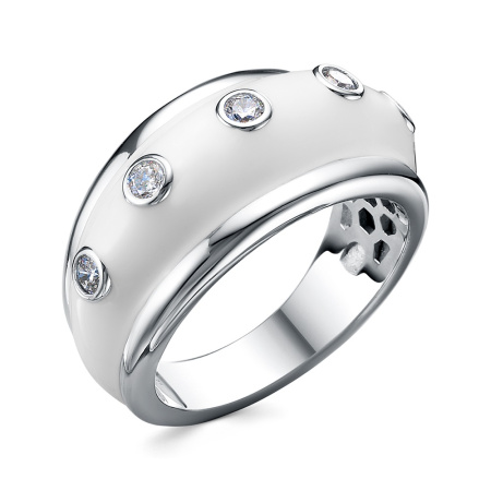 Кольцо из серебра с кубическим цирконием и эмалью