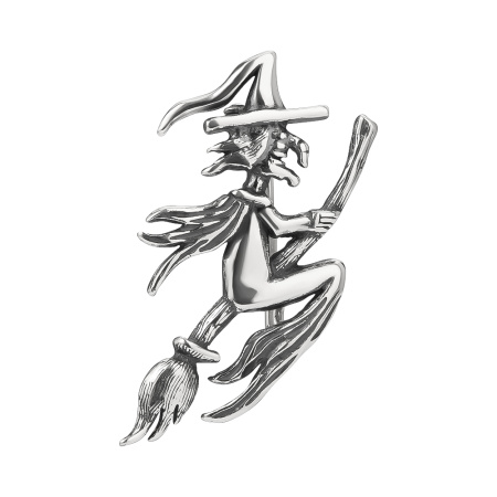 Брошь из серебра «Бабка Ежка»