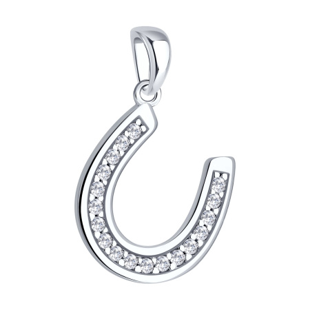 Серебряная подвеска с фианитами «Подкова на удачу»