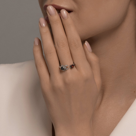 Серебряное кольцо с фианитами «Паук»