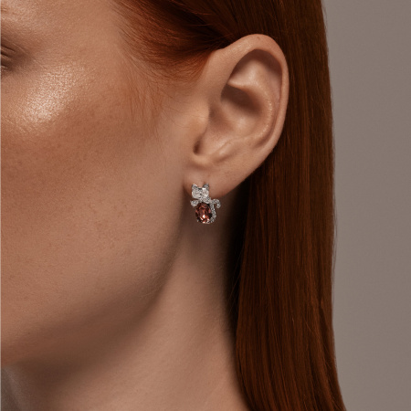 Серьги из серебра с кристаллами и фианитами Кошка