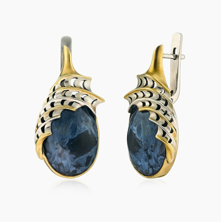 Серьги из серебра с камнем питерсит