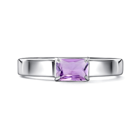 Серебряное кольцо с бриллиантом и аметистом