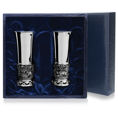 2 серебряные стопки «Лисья охота»