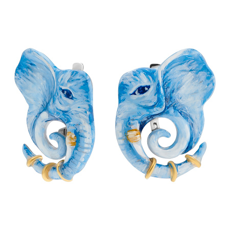 Серьги из серебра с эмалью «Слон»