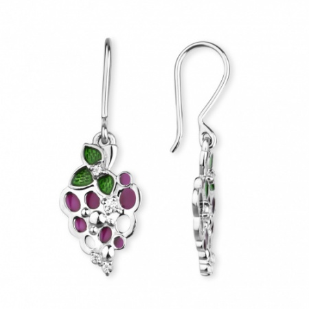 Серьги из серебра с эмалью и фианитами