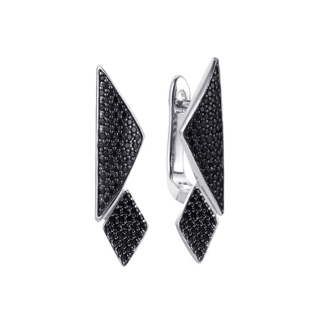 Серебряные серьги «Черный элемент» 00979