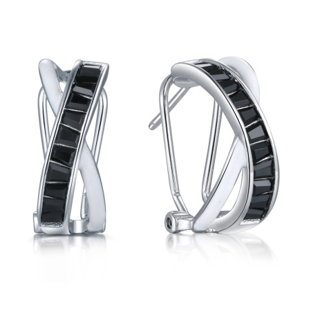 Серебряные серьги с эмалью и шпинелью