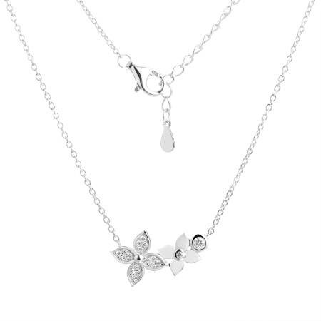 Колье из серебра с фианитами «Цветы»
