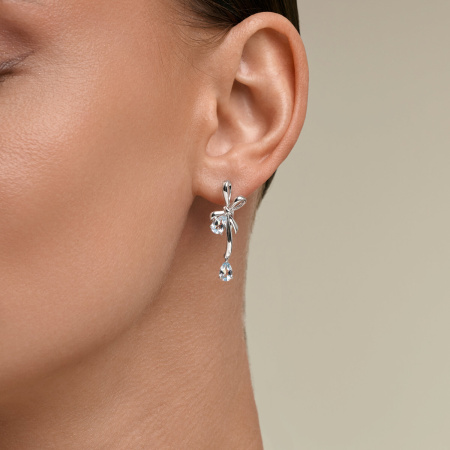 Серебряные серьги с топазами «Бант»