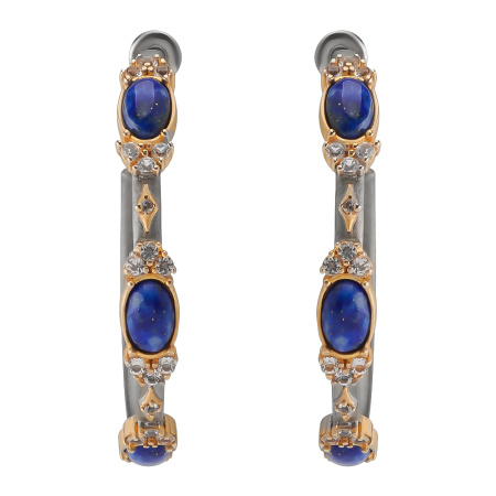 Серьги из серебра с лазуритом и топазами в позолоте