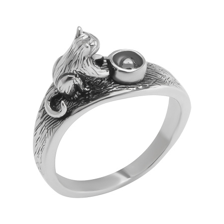 Кольцо из серебра «Киска с миской»