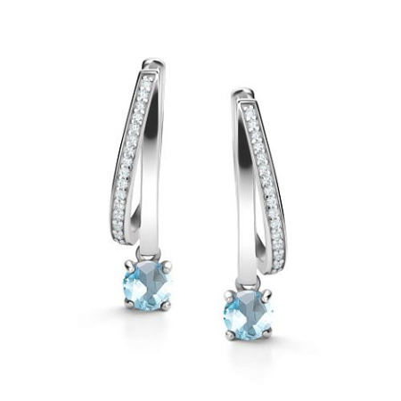 Серьги из серебра с топазом и фианитами