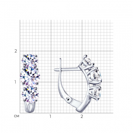 Серьги из серебра с фианитами