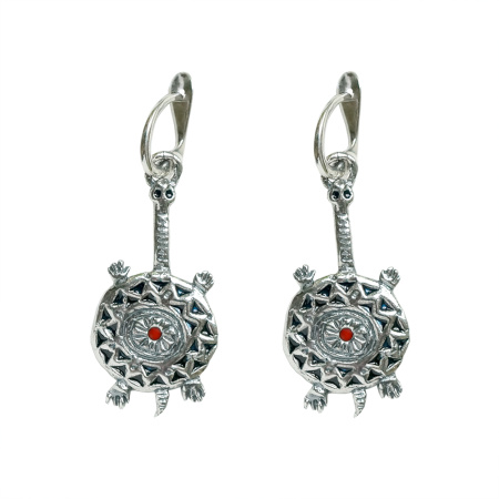 Серьги «Черепашки» из серебра с эмалью