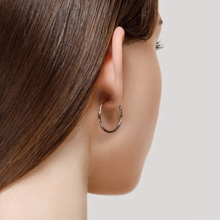 Серьги конго из серебра с алмазной гранью