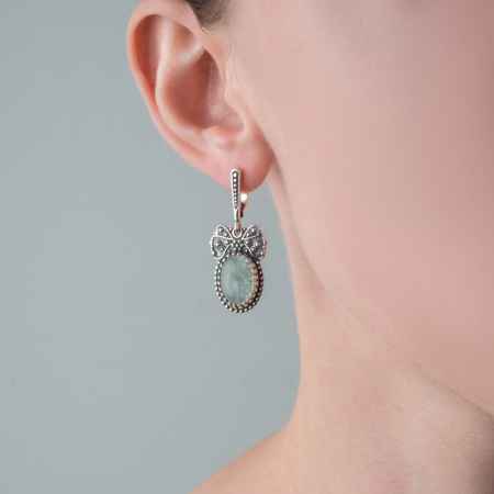 Серебряные серьги с аквамарином «Бабочки»