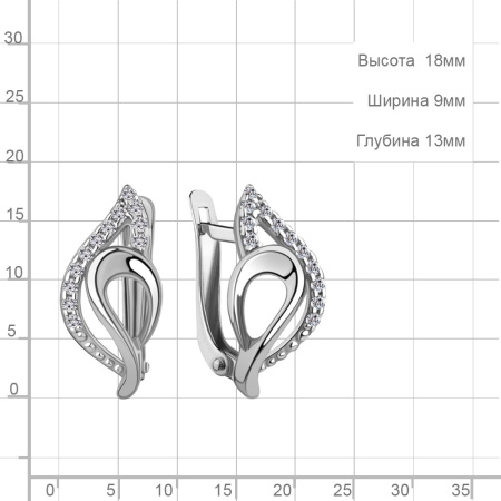 Серьги из серебра с фианитами