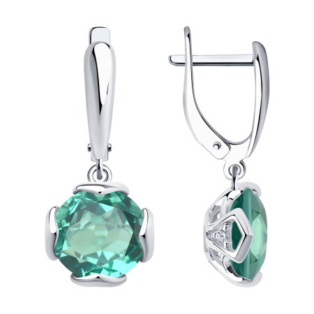 Серебряные серьги с кварцем и фианитами