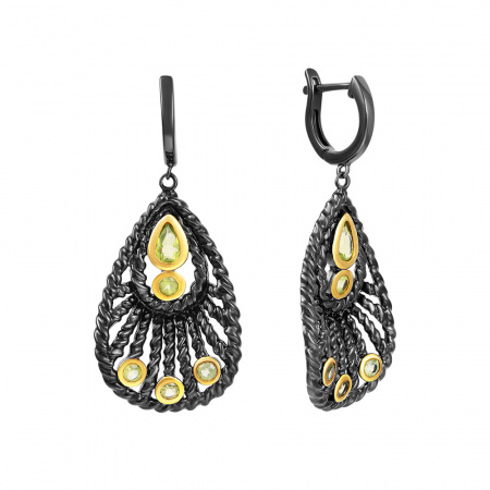 Серьги из серебра с позолотой и перидотами