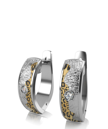 Серьги из серебра с керамикой и фианитами