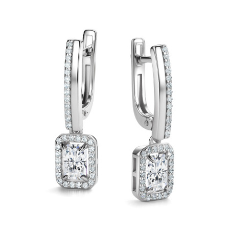 Серьги из серебра с горным хрусталем и фианитами