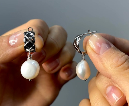 Серьги серебряные с жемчугом