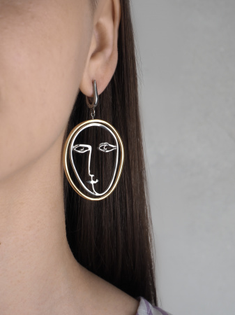 Серебряные серьги «Лица Пикассо» с позолотой