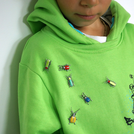 Брошь-значок из серебра с эмалью «Жук-щелкун бирюзовый»