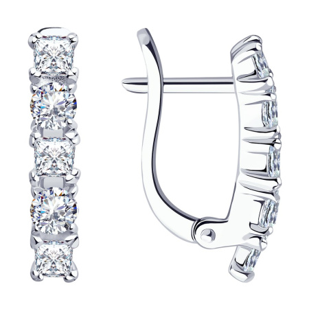 Серьги из серебра с фианитами