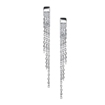 Серебряные серьги с фианитами «Цепи»