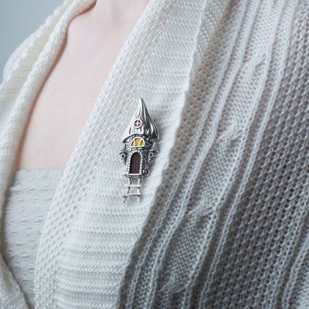 Брошь-кулон из серебра «Сказочный домик»