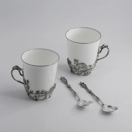 2 чашки чайные «Куница» с ложками