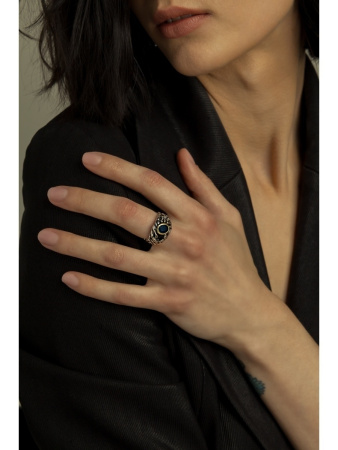 Кольцо из серебра с натуральным сапфиром