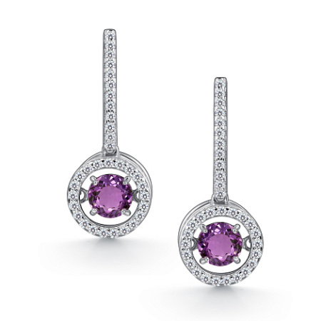 Серьги из серебра с аметистом и фианитами