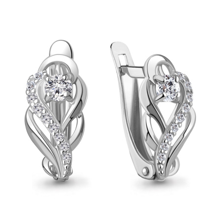 Серьги из серебра с фианитами