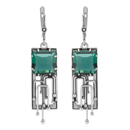 Серьги из серебра 925 с празиолитом «Сибелиус»