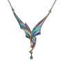 Колье из серебра «Эльфийские крылья» с витражной эмалью и золочением