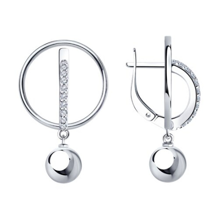 Серьги из серебра с фианитами