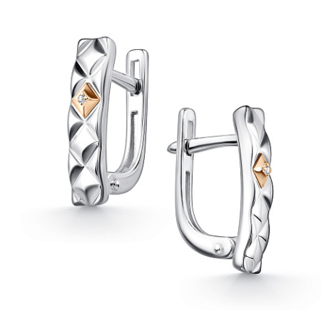 Серьги из серебра с бриллиантами и позолотой