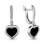 Серьги из серебра с фианитом и стеклом «Сердце»