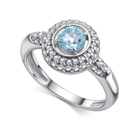 Кольцо из серебра с топазом и фианитами