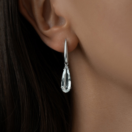 Серьги из серебра с горным хрусталём «Капля»