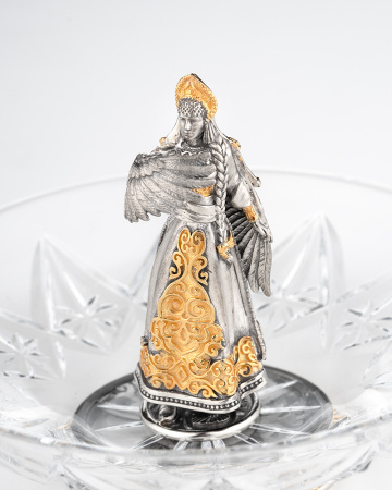 Тарелочка «Царевна Лебедь» хрусталь и серебро 925