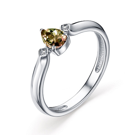 Кольцо из серебра с султанитом и бриллиантом