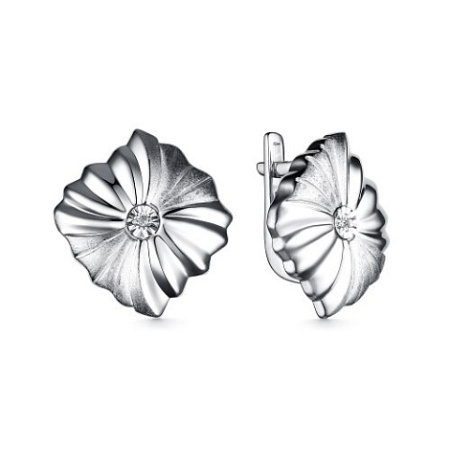 Серебряные серьги с бриллиантом