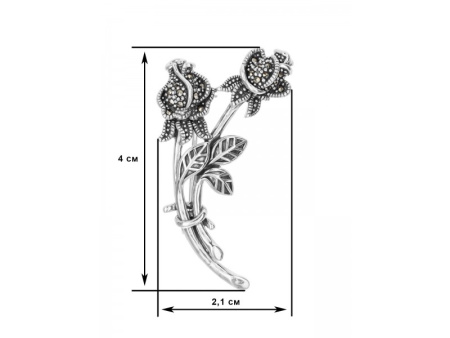 Серебряная брошь «Роза»