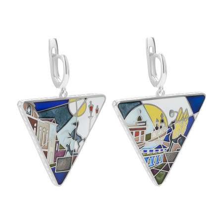 Серьги из серебра с эмалью «Азбука Петербурга» утро