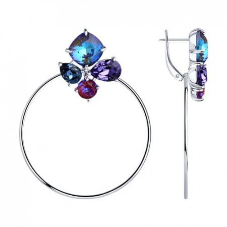 Серьги из серебра с голубыми кристаллами Swarovski